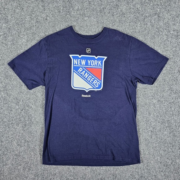 Reebok‎ x NHL NY Rangers Graphic Logo T Shirt Dark Blue Men's Size Large Hockey - Picture 1 of 6